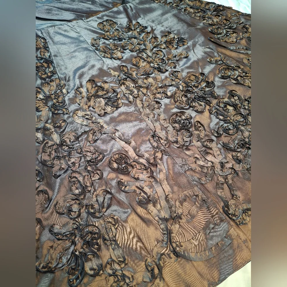 Evan Picone Bronze Embroidered Cocktail Dress Wedding Guest Size 16 - Picture 4 of 8